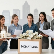 Architects celebrate successful homelessness appeal donation.