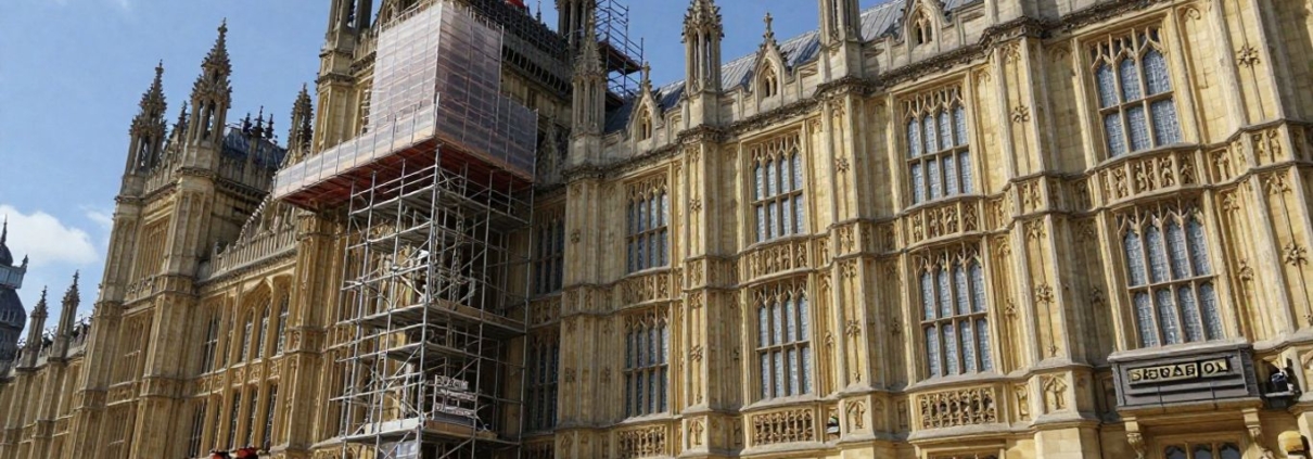 Parliament building undergoing major restoration work.